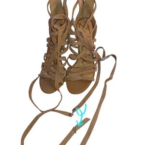 Sam Edelman Beige Lace-Up Sandals